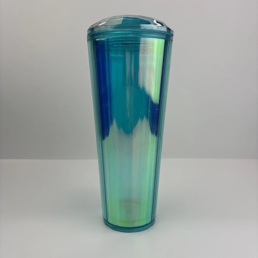 Starbucks 2021 Summer Turquoise Teal Blue Iridescent‎ Kaleidoscope Tumbler 24oz